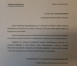 Podziękowania dla otwockich policjantów