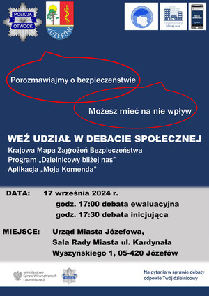 Zapraszamy na debatę społeczną mieszkańców gminy Józefów ,,Porozmawiajmy o bezpieczeństwie”