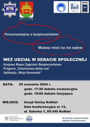 Zapraszamy na debatę społeczną mieszkańców gminy Kołbiel ,,Porozmawiajmy o bezpieczeństwie”