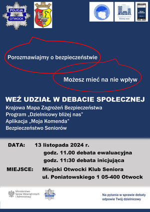 Zapraszamy na debaty społeczne mieszkańców Otwocka ,,Porozmawiajmy o bezpieczeństwie”