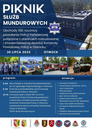 Serdecznie zapraszamy na uroczyste obchody 106. Rocznicy Powołania Policji Państwowej połączone z otwarciem rozbudowanej i zmodernizowanej siedziby Komendy Powiatowej Policji w Otwocku oraz Piknik Służb Mundurowych, który odbędzie się na terenie Komendy Powiatowej Policji w Otwocku.
Nazwa