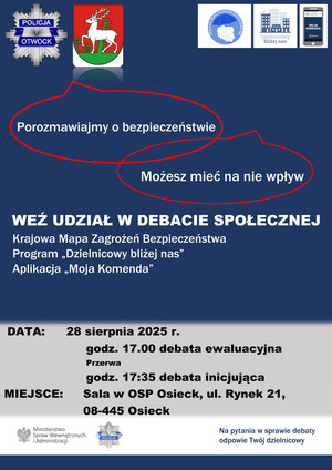 ZAPRASZAMY MIESZKAŃCÓW GMINY OSIECK NA DEBATY SPOŁECZNE